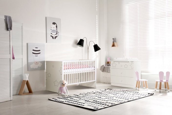 KLUPS Cot with barrier Tino white 120x60 cm