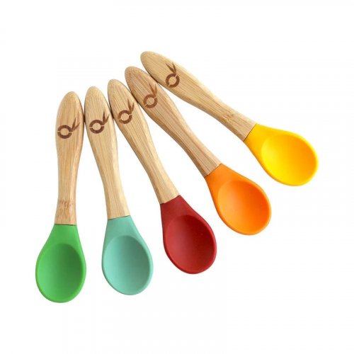 Baby Spoon  Silicone Bamboo Weaning Spoon The Purple Monke
