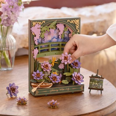 RoboTime Puzzle 3D de madera Lirios brillantes