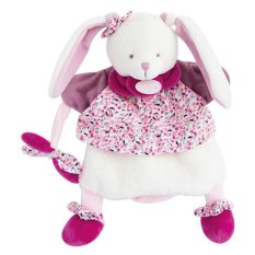 Doudou Pluche handpop konijntje roze 28 cm