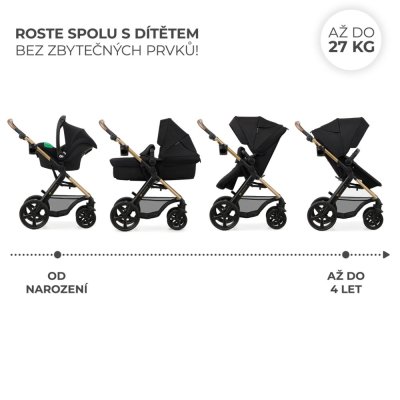 KINDERKRAFT Kombikinderwagen Moov 2 3in1 Pure Black - Schaumstoffräder