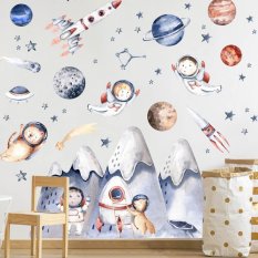 Стикери за стена - Малки космонавти и космос