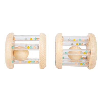 small foot Dziecięca pastelowa grzechotka z kuleczkami zestaw 2 szt.