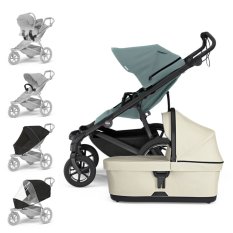 Set cărucior THULE Urban Glide cu 4 roți Mid Blue/Soft Beige XL