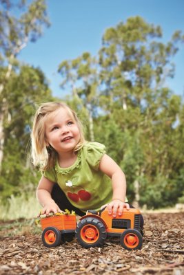 Green Toys Tracteur avec remorque orange