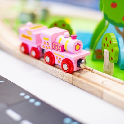 Bigjigs Rail Rosa Lokomotive mit Tender