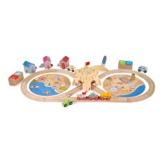 Bigjigs Rail Drewniana kolejka sprzątanie wybrzeża 70 elementów