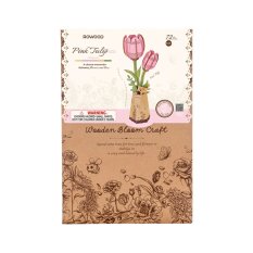 Puzzle 3D en bois RoboTime Tulipe rose