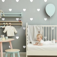 Hjärtan i vit design - väggklistermärken till barnrummet