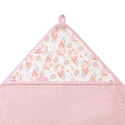 BABYONO Ręcznik z kapturkiem frotte różowy 100x100 cm