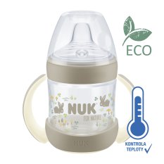 NUK For Nature otroška steklenička za učenje z regulacijo temperature, rjava 150 ml