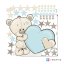 Sticker mural bleu pour enfant - Ours en peluche mentholé avec prénom et coeur