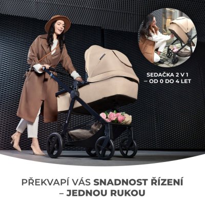 KINDERKRAFT Carrinho de Bebé Combinado 4 em 1 Newly Classic Grey + Mink PRO