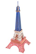 Woodcraft Houten 3D Puzzel Eiffeltoren in de kleuren van Frankrijk