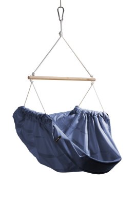 Hängesessel blau meliert HOJDAVAK MAXI mit Kissen - Outdoor-Stoff, Seil weiß