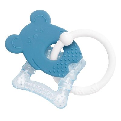 NATTOU Anneau de dentition en silicone avec partie réfrigérante Souris bleue sans BPA