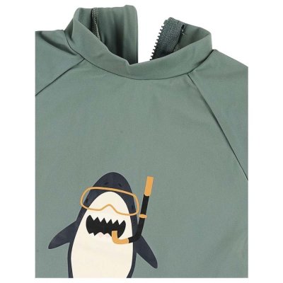 STERNTALER Maglietta da bagno con zip, manica corta, protezione UV 50+, squalo verde, bambino, taglia 80, 9-12 mesi