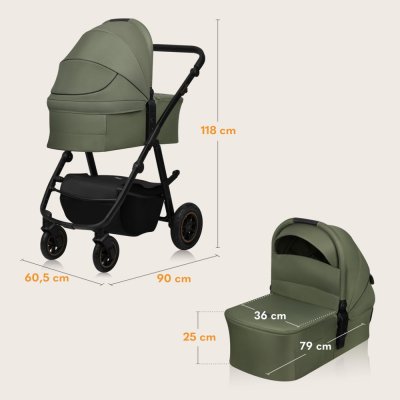 LIONELO Kočárek kombinovaný Amber Plus 3v1 Green Forest