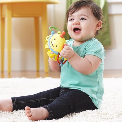 SKIP HOP Rattle for the development of motor skills round in the hand Bee 3m+