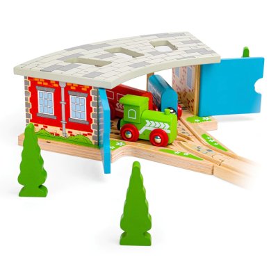 Bigjigs Rail Dreifach Lokschuppen mit Toren