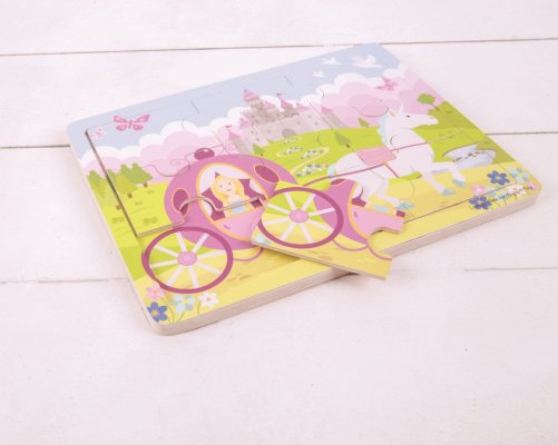 Bigjigs Toys Drewniane puzzle księżniczka z powozem