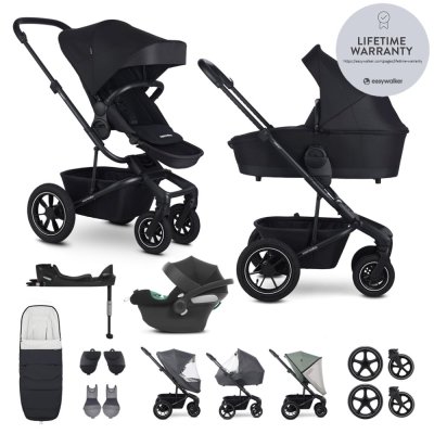 EASYWALKER SET Kinderwagen 4in1 Harvey⁵ Midnight Black XXL AIR + CYBEX Aton B2 i-Size + Basisstation