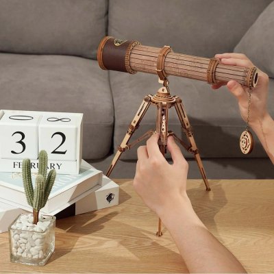 RoboTime Drewniane Mechaniczne Puzzle 3D Teleskop Piracki