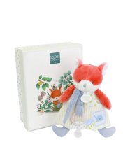 Doudou Geschenkset Plüsch Fuchs Romarin mit Schnullerhalter 19 cm