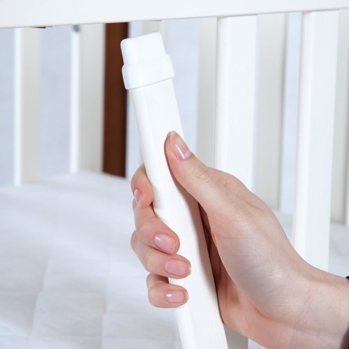 KLUPS Lit bébé avec barrière et tiroir Iwo blanc-naturel 120x60 cm