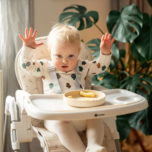 PETITE&MARS Capa de assento e bandeja para cadeira alta infantil Gusto Beige Dandelions