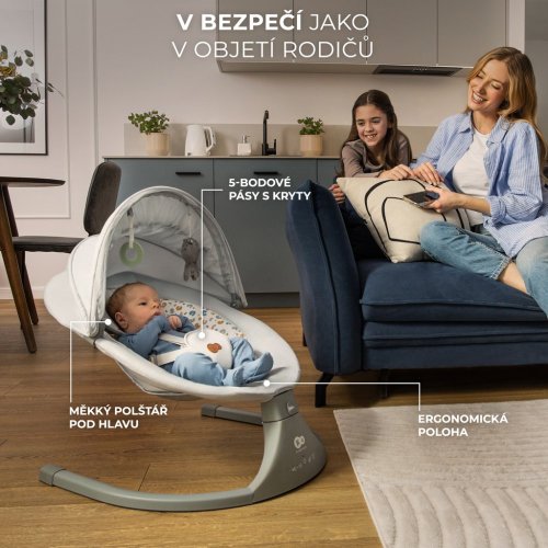 KINDERKRAFT Rocking chair with melody 2 in 1 Lumi, up to 9 kg, Premium Light Grey