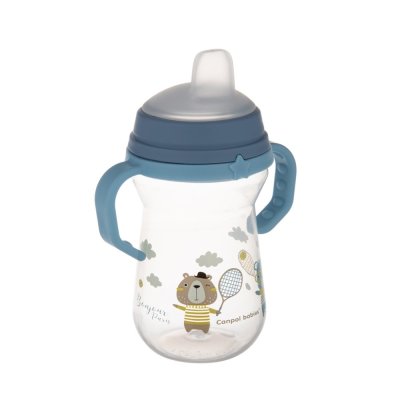 CANPOL BABIES Kubek silikonowy do picia FirstCup Bonjour Paris 250ml niebieski