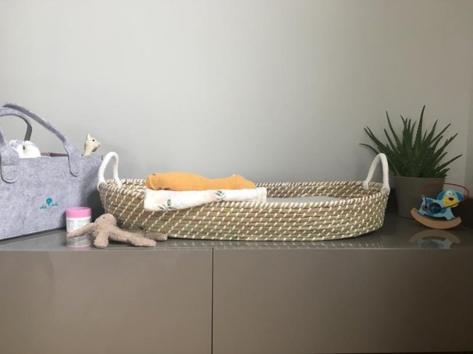 AHOJBABY Vauvan hoitokori Smart Basket luonnollinen + matto