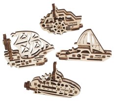 Ugears 3D Trä Mekaniska Pussel 4 Mekaniska Hängen Fartyg