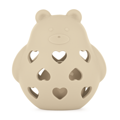 PETITE&MARS Hračka silikonová s chrastítkem Bear Basil Desert Sand 0m+