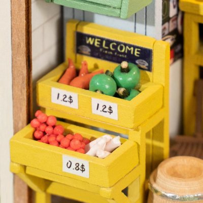 RoboTime Puzle 3D de madera Miniatura de casa Tienda de frutas