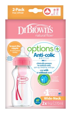 DR.BROWN'S Babyflasche Anti-Kolik Weithals 2x270ml, rosa (WB92601)