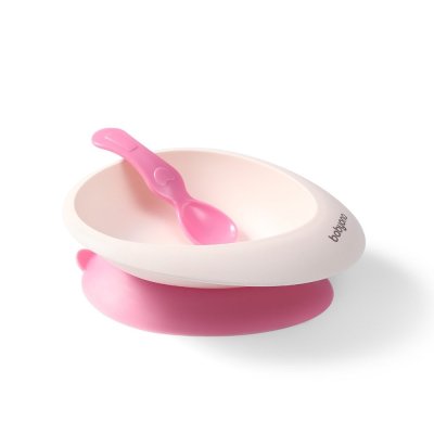 BABYONO Bol avec ventouse et cuillère rose 230 ml 6m+