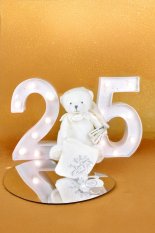Doudou Zestaw upominkowy Pluszowy miś z uchwytem na smoczek i kocykiem beżowy 20 cm