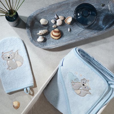 BABYONO Kapuzenhandtuch Bamboo blau 100x100 cm