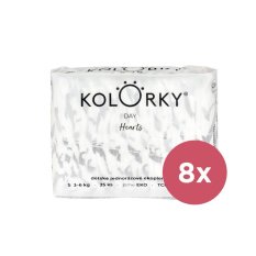 KOLORKY DAY Scutece de unică folosință eco, inimă S (3-6 kg) 200 buc - STOC LUNAR