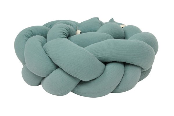 BABYMATEX Nestchen für Babybett Musselin geflochtenes Zopf - grün 200 cm