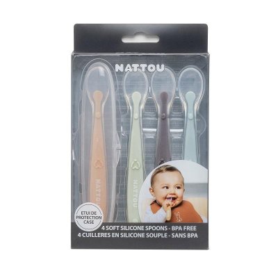 NATTOU Cuillères en silicone à bout souple 4 pcs