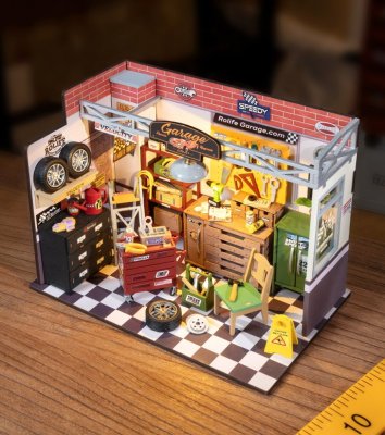 RoboTime Drewniane puzzle 3D Miniatura domku Garaż