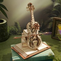 RoboTime 3D Wooden Music Box Puzzle Magic Cello Coloured (Mechanical Drive)