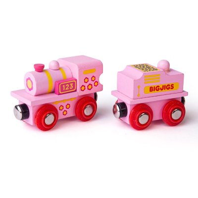 Bigjigs Rail Rosa Lokomotive mit Tender