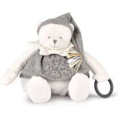 Doudou Gift Set Plush Polar Bear with Ring 30 cm Grey