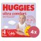 4x pieluchy jednorazowe HUGGIES® Ultra Comfort Mega 4 (7-18 kg) 66 szt.
