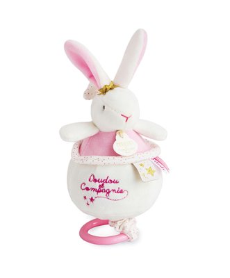 Doudou Dárková sada - Plyšový růžový králíček hrající melodii 14 cm