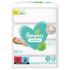 Toallitas húmedas sensibles PAMPERS, 4 paquetes = 320 piezas